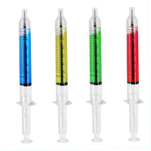 LokweeTal Syringe Ballpoint Pen 4 Color Ink Blue Bulk Novelty Blood Novelty Blood Syringe Ballpoint Pen Injection Pens for Nurse Costumes 4 ColorBallpoint pen