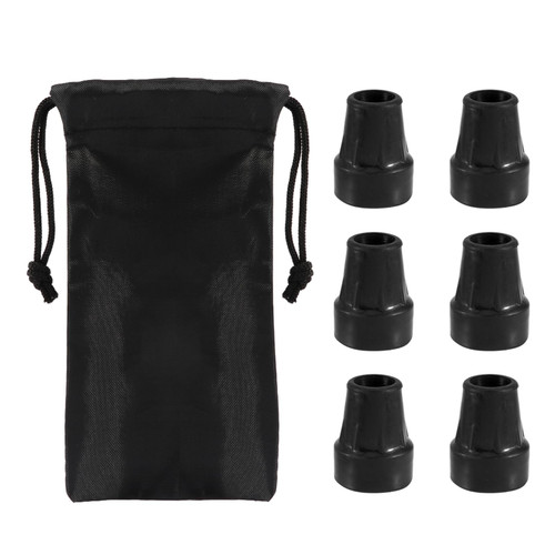 PXRJE 6 PCS Crutch Tips with Storage Bag, Heavy Duty Sturdy Walking Stick Tips Replacement for Seniors Safety Cane Crutch, Walking Cane Tips and Crutch Tips(Black)