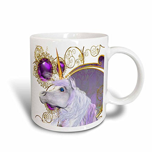 3dRose Beautiful White Unicorn with Gem Background, Magic Transforming Mug, 11-Oz