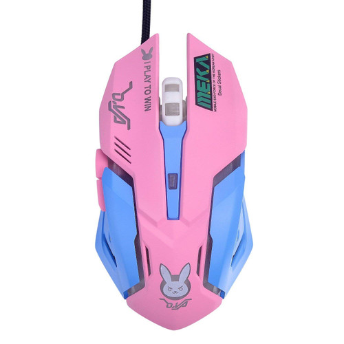 Raxinbang Keyboard Gaming Mouse, Backlit Breathing Light?Backlit Optical Game Mice Ergonomic USB Wired with 2400 DPI and 6 Buttons 4 Shooting for Pro Game PC Computer Laptop Desktop (Pink)