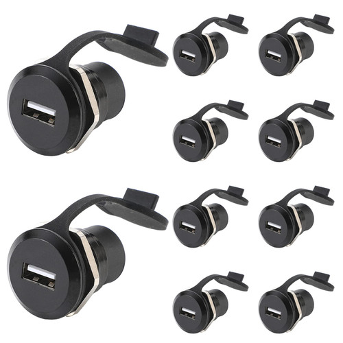 PENGLIN 10Pack USB 2.0 Panel Mount Coupler,Industrial USB Pass Through Connector, Female to Female Bulkhead Data Extension Adapter with Water/Dustcap