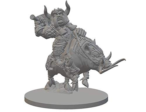HERO Creations -Dwarf on a War Boar- RPG - Dungeon and Dragons - DND - Pathfinder - Lord of The Ring - Figurine Miniature (Gray/Unpainted)