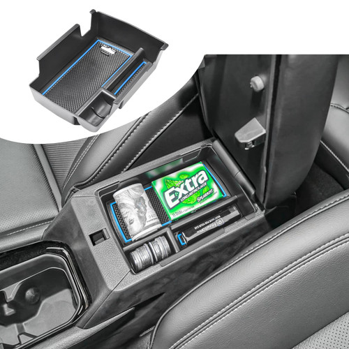 RUNROAD Center Console Organizer Tray Compatible with Jeep Compass 2022 2023 Accessories, Coin Holder Armrest Tray Secondary Storage Box Insert Console Organizer Card Container, Blue