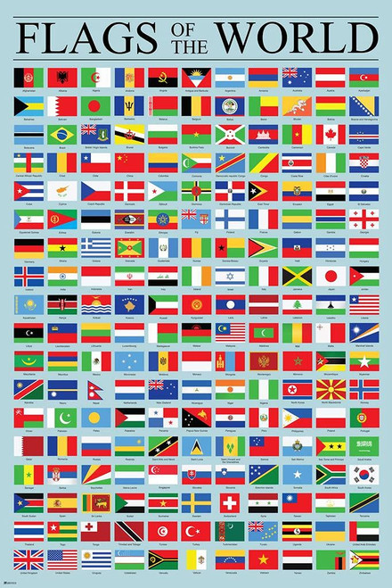 Poster Foundry Flags of The World Classroom Poster Reference Chart Country Symbol Educational Teacher Learning Homeschool Display Supplies Teaching Aide Cool Wall Decor 16x24