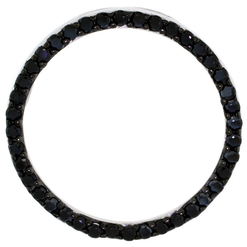 Sterling Silver Floating Circle Micro Pave CZ Pendant Black Rhodium Finish, 7/8 inch in Diameter