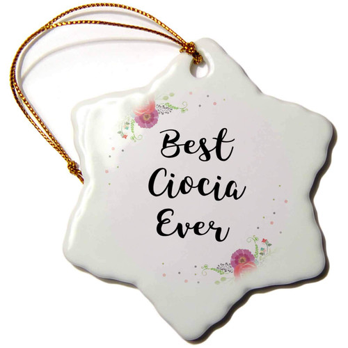 3dRose Floral Best Ciocia Ever Pretty Watercolor Pink Flowers Aunt in... - Ornaments (orn-312027-1)