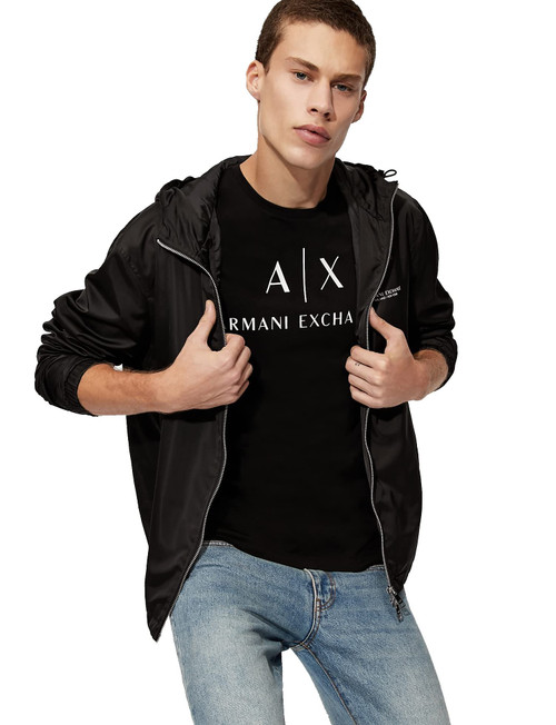 A|X ARMANI EXCHANGE Men's Crew Neck Logo Tee, Black, L