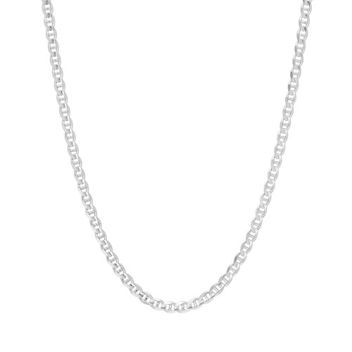 4mm .925 Sterling Silver Flat Mariner Link Anchor Chain Necklace (20")