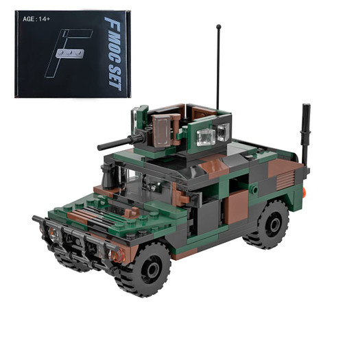 JoyMeet Military Car Armored Vehicles Assault Off Road Building Blocks Toy Model WW2 Armed Vehicle Kits Compatible with Lego COBI Technic - 227 pcs/BK GN BN
