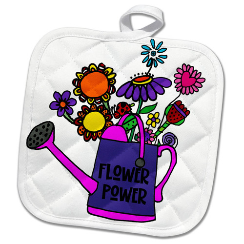 3dRose Funny Cool Garden Flowers in Watering Can Flower Power Cartoon - Potholders (phl-362935-1) 3dRose Funny Cool Garden Flowers in Watering Can Flower Power Cartoon - Potholders (phl-362935-1)
