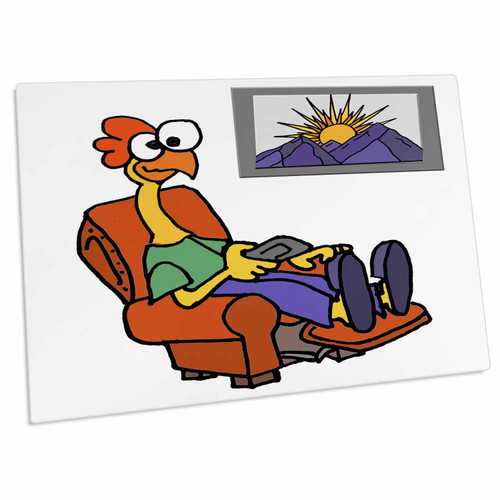 3dRose Funny Cute Rubber Chicken Watching TV in Recliner - Desk Pad Place Mats (dpd-338969-1)