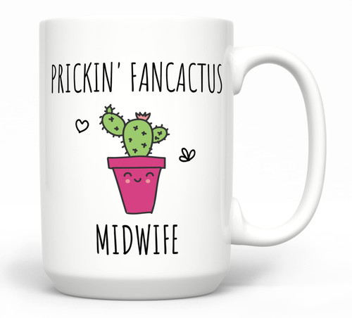 Midwife Coffee Mug Prickin' Fancactus, 15 Fluid ounces