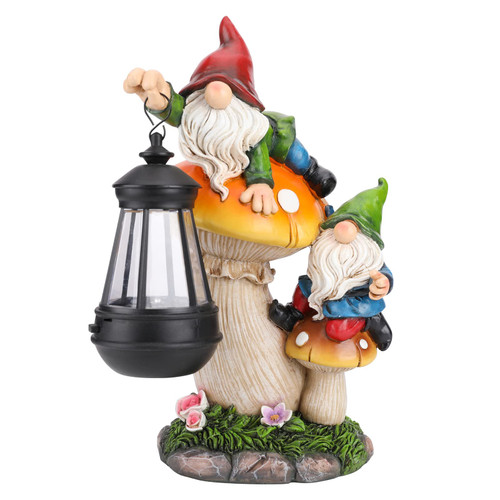 Ovewios Garden Gnome Statue, Large Funny Gnome Figurine Climbing on Mushroom and Holding a Solar LED Lantern Resin Ornament for Patio Yard Lawn Porch Outdoor Decor Ovewios Garden Gnome Statue, Large Funny Gnome Figurine Climbing on Mushroom and Holding a Solar LED Lantern Resin Ornament for Patio Yard Lawn Porch Outdoor Decor