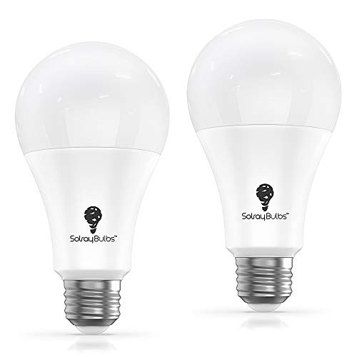 Solray Sensor Light Bulb Dusk Till Dawn Led Bulb Warm White Auto on/Off LED Dusk-to-Dawn Bulbs Light Sensor Porch Light Bulb A19 6W 2700K E26 (2 Pack)