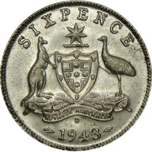 1939-1945 Australian Silver Sixpence Coin. Difficult WW2 Era Coin. Issued Under George VI. 6 pence Graded By Seller Circulated/Worn Condition 1939-1945 Australian Silver Sixpence Coin. Difficult WW2 Era Coin. Issued Under George VI. 6 pence Graded By Seller Circulated/Worn Condition