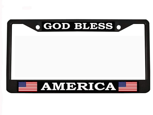 GOD Bless America Black Metal Auto License Plate Frame Car Tag Holder