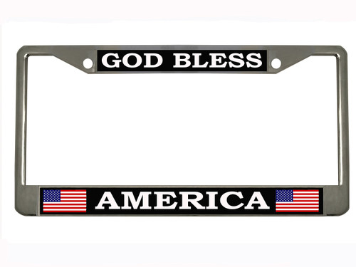 GOD Bless America Chrome Metal Auto License Plate Frame Car Tag Holder