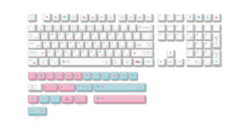 GK GAMAKAY 132 Keys Japanese Pink Keycaps Set, XDA Profile PBT Dye-Sub Clouds White Keycap Suitable for TK75 LK67 65% 75% 80% 100% Layout Mechanical Gaming Keyboard (Weather Theme-Japanese)