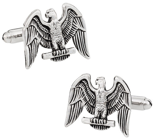 Cuff-Daddy Silver American Eagle Patriotic Cufflinks with Presentation Box