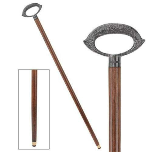 PIRU Solid Brass Antique Head Handle Vintage Antqiue Wooden Walking Stick Cane Gift