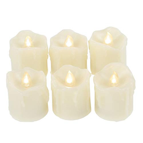 Battery Operated LED Votive Candles with Timer Realistic Flickering Timing Flameless Tea Lights Set Bulk Electric Fake Night Candle Lights for Xmas Christmas New Year Wedding Party Decorations 6 Pack