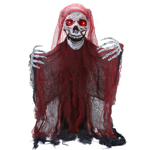 Halloween Decoration Zombie Groundbreaker with Light-up Skeleton Eyes and Creepy Sound Prop for Halloween Outdoor, Lawn, Yard, Patio Decor, Haunted House Decoration