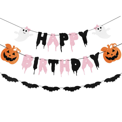 Pink Black Halloween Happy Birthday Banner and Halloween Bats Garland Happy Birthday Halloween Banner for Pink Black Girls Halloween Birthday Decorations Pink Black Halloween Happy Birthday Banner and Halloween Bats Garland Happy Birthday Halloween Banner for Pink Black Girls Halloween Birthday Decorations