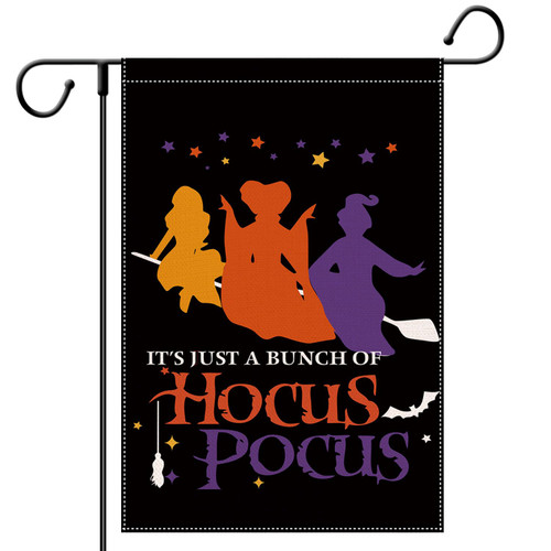Hocus Pocus Garden Flag Halloween Garden Flag Outdoor 12x18 Double Sided Sanderson Sisters I Smell Children Witch Welcome Yard Flag for Outside
