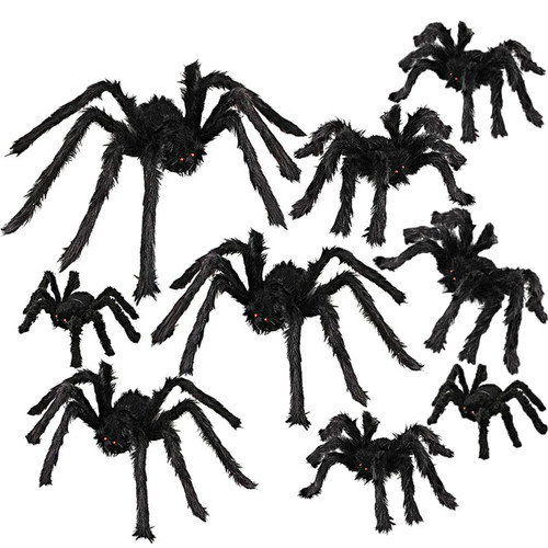 Halloween Giant Spider Outdoor Decorations 9PCS Halloween Spider Decoration Scary Spider Props Scary Giant Spider Halloween Decorations for Outside Yard Garden Lawn Party (9 pcs)