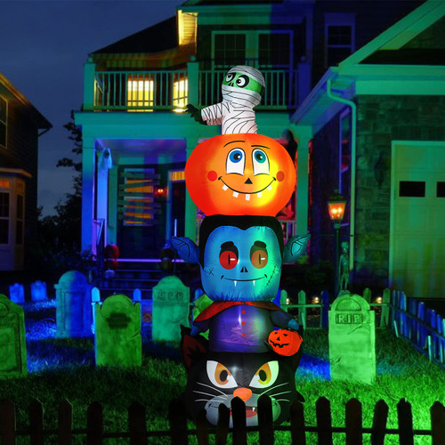 Halloween Inflatables 6Ft Pumpkin with Zombie Halloween Inflatable Halloween Decorations Outdoor,LED Lights,Blow Up Yard Decorations for Holiday Garden Yard Lawn Decor