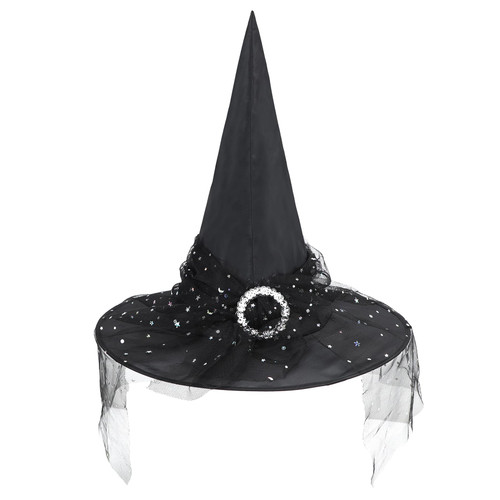 Zando Kids Witch Hat for Women Girls Halloween Witches Hat for Decoration Witch Costume for Halloween Cosplay Party Hanging Witch Hats Outdoor Lace Witch Hat for Girl Black Witch Hat One Size