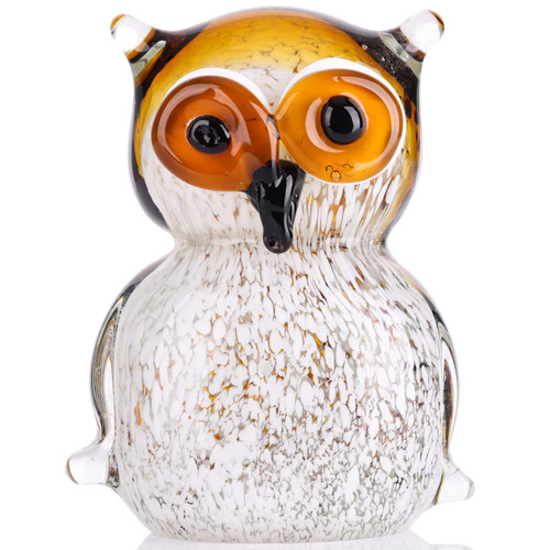 Owl paperweight,Owl decor for bedroom,Hand Blown Glass Owl Statue,Crystal accent,Crystal Owl Statue,Small Owl Figurine,Natural paperweight,Owl Decor Statue Sculpture,Decor for bookshelf,Office,bedroom