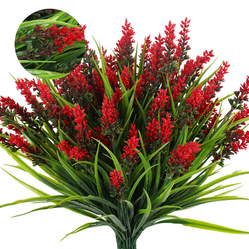 RECUTMS Fake Grass Plant,Fake Plants Outdoor, Artificial Grass, UV Resistant Fake Bushes Plastic Artificial Greenery Shrubs, Faux Greenery for House Garden Patio Front Porch Indoor Decor(Red) RECUTMS Fake Grass Plant,Fake Plants Outdoor, Artificial Grass, UV Resistant Fake Bushes Plastic Artificial Greenery Shrubs, Faux Greenery for House Garden Patio Front Porch Indoor Decor(Red)
