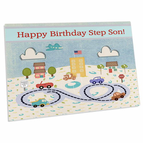 3dRose Happy Birthday American Town with Roads, Homes,... - Desk Pad Place Mats (dpd-180818-1)