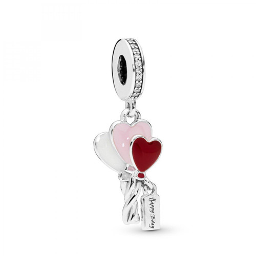 PANDORA Jewelry Happy Bday Balloon Dangle Cubic Zirconia Charm in Sterling Silver, No Box