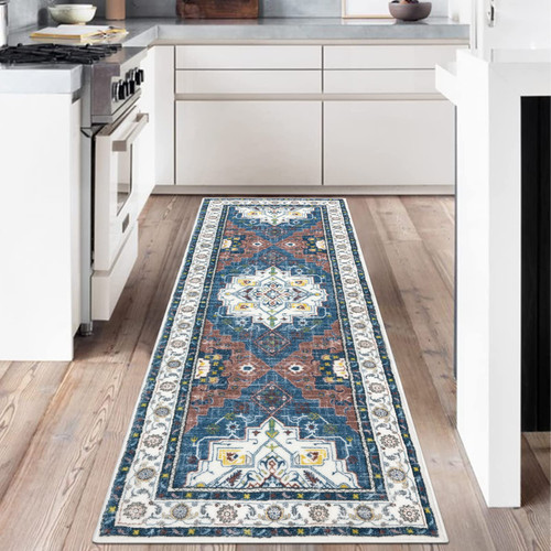 HEBE Boho Hallway Runner Rug 2'x6' Vintage Washable Rug Runner for Hallways Oriental Rug Non Slip Kitchen Runner Rugs Indoor Throw Carpet for Entryway Bedroom Laundry Room