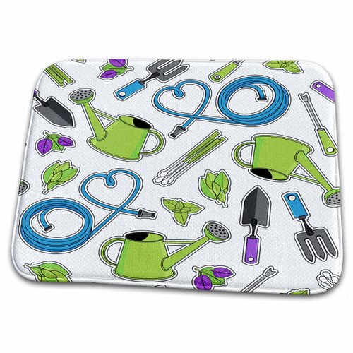 3dRose Herb Garden Love Pattern White - Bathroom Bath Rug Mats (rug-195246-1)