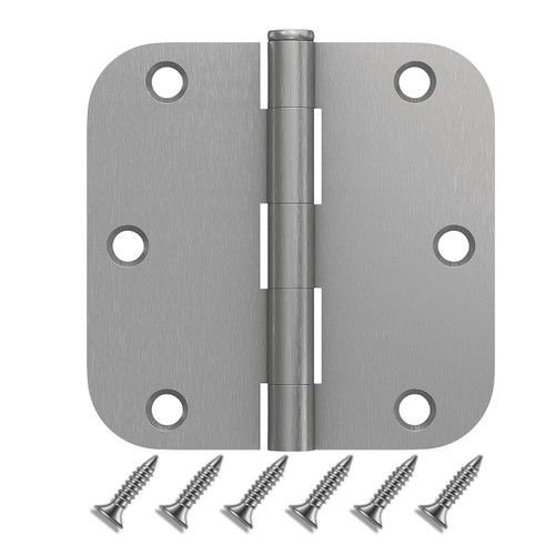 18 Pack Brushed Nickel Door Hinges,3.5 Inch Rounded 5/8" Radius Door Hinges Interior 3 1/2 Inch Door Hinges Bifold Residential Standard Bedroom Indoor Door Hinges for Doors Home