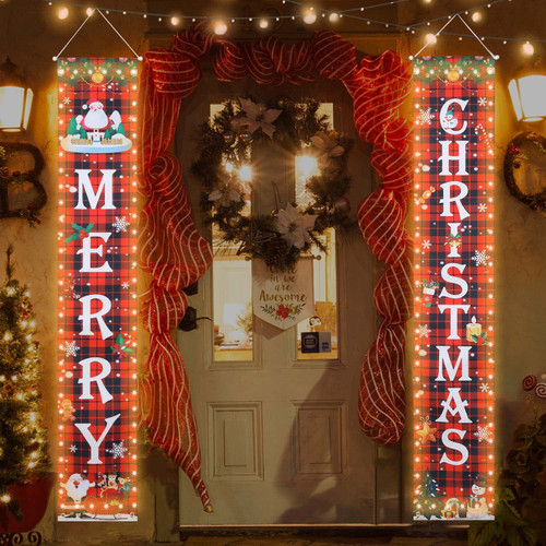 Christmas Decorations with Lights - Outdoor Xmas Lighted Banners Porch Signs Decor - Merry Christmas Plaid Banner for Indoor Home Decor Wall Front Door Yard Garage Holiday Party Decoration Christmas Decorations with Lights - Outdoor Xmas Lighted Banners Porch Signs Decor - Merry Christmas Plaid Banner for Indoor Home Decor Wall Front Door Yard Garage Holiday Party Decoration