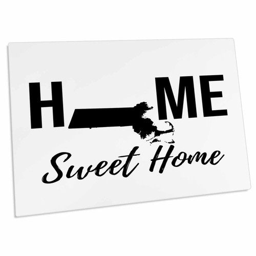 3dRose Home Sweet Home. Massachusetts State. White Background. - Desk Pad Place Mats (dpd-324057-1)
