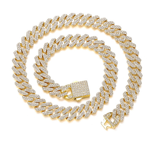 HVBIHOC Cuban Link Chain Mens Ice Out Miami Cuban Necklace Silver/Gold Bling Diamond Hip Hop Jewelry for Women