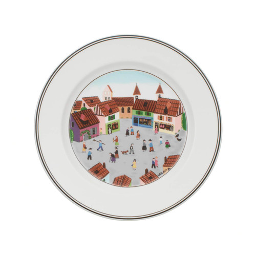 Villeroy & Boch Design Naif Dinner Plate #4-Old Village Square, 10.5 in, White/Colorful