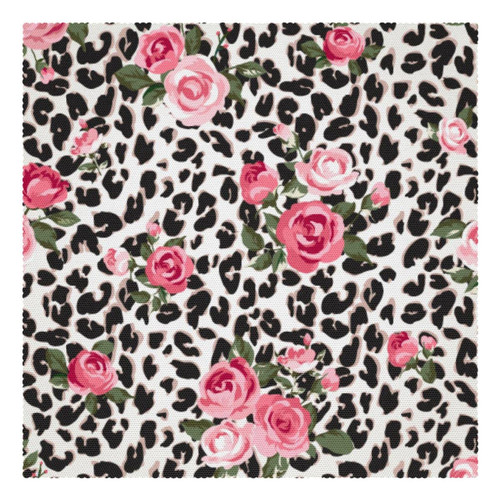 Square Placemats Set, Dining Table Placemat, Washable Place Mats, Black White Leopard Pink Rose Vintage Square Placemats Set, Dining Table Placemat, Washable Place Mats, Black White Leopard Pink Rose Vintage
