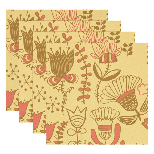 Square Placemats Set, Dining Table Placemat, Washable Place Mats, Cartoon Abstract Flower Pink Square Placemats Set, Dining Table Placemat, Washable Place Mats, Cartoon Abstract Flower Pink