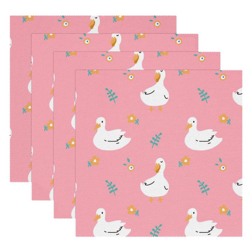 Square Placemats Set, Dining Table Placemat, Washable Place Mats, Cartoon Animal Pink Duck Square Placemats Set, Dining Table Placemat, Washable Place Mats, Cartoon Animal Pink Duck