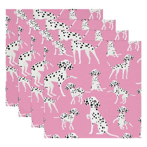 Square Placemats Set, Dining Table Placemat, Washable Place Mats, Dalmatian Dog Cartoon Animal Lovely Pink Square Placemats Set, Dining Table Placemat, Washable Place Mats, Dalmatian Dog Cartoon Animal Lovely Pink