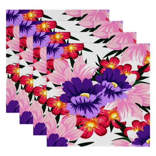 Square Placemats Set, Dining Table Placemat, Washable Place Mats, Flower Purple Pink Chrysanthemum Retro Square Placemats Set, Dining Table Placemat, Washable Place Mats, Flower Purple Pink Chrysanthemum Retro