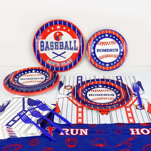 81 Pcs Baseball Party Decorations - Baseball Tableware Set, Baseball Tablecloth Paper Plates, Napkins, Forks Sports Themed Birthday Party Supplies for Kids, Adults, Serves 20