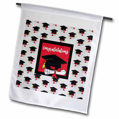 3dRose Image of Congratulations Large Cap, Diploma on Small, Red, Gold, Gray - Flags (fl_355038_1)