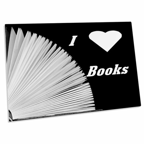 3dRose Image of White Pages Fanned Out On Black with I Heart... - Desk Pad Place Mats (dpd-312619-1)